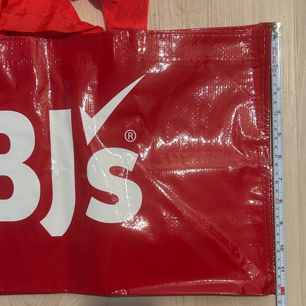 Set of 2 BJs Red Reusable Tote Bags with White Logo - Picture 3 of 5